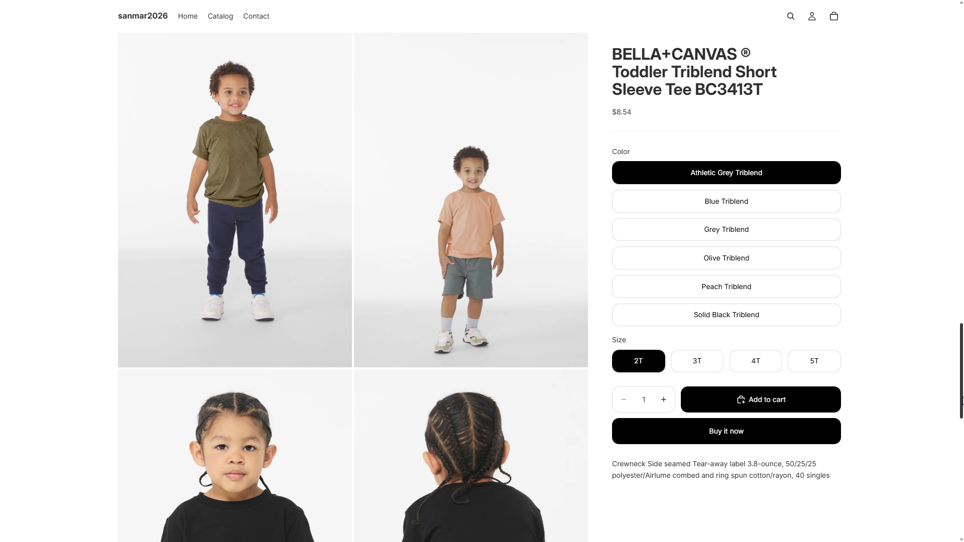 SanMar apparel product synced by Zibblo, live in a Shopify storefront with every color, size, and image